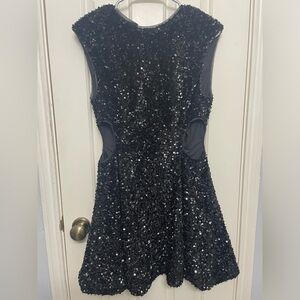 Vestique Black Cut Out Sparkle and Shine Sequin Dress